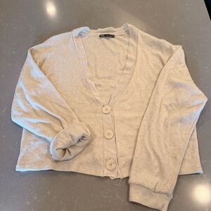 Light Beige Button Cardigan Sweater